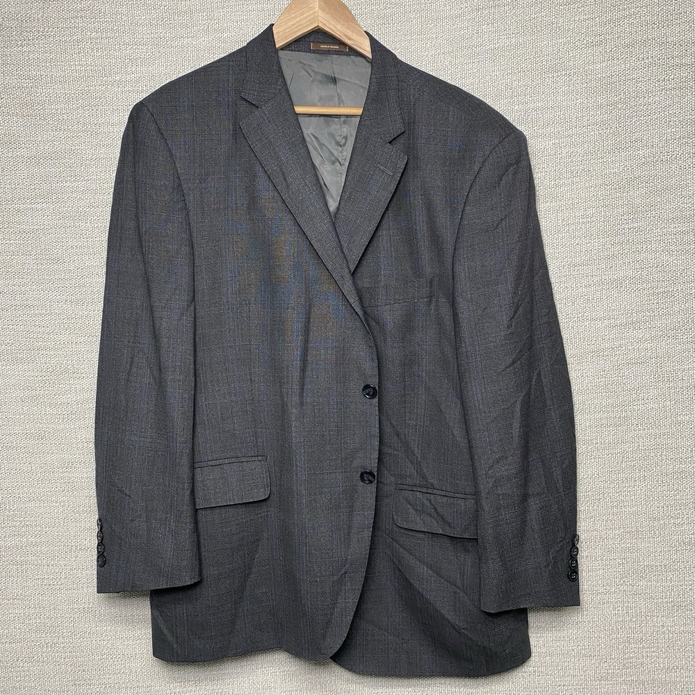 Peter Millar Blazer Sport Coat 48R 2B2V Wool Gray Blue Plaid - Picture 3 of 16